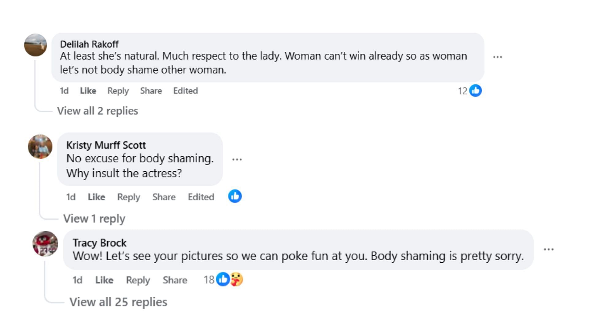 Comments by fans on the post (Image via Facebook/@Jasmine Adeoye)